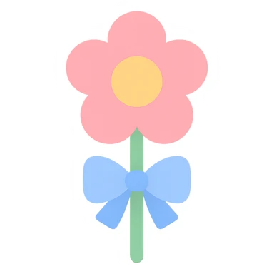 flower with a little bow icon in color sticker