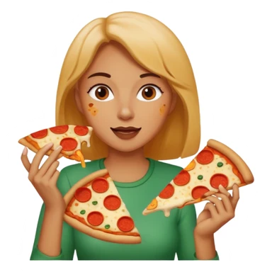 woman who eat pizza
 sticker