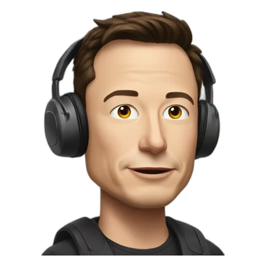 elon musk con auriculares sticker