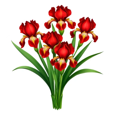 super big bouquet Bright Red Iris, luxuriant, leaf, bud sticker