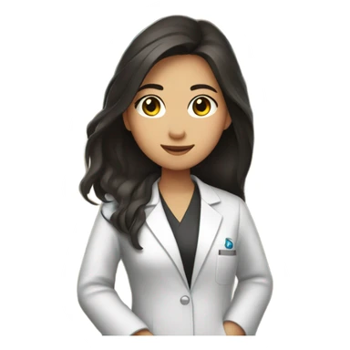 Beautiful Asian brunette long hair scientist with books sticker