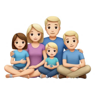 white family with parents and children sitting in a cool relaxed pose sticker