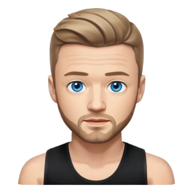 Justin Timberlake blue eyes, dark blonde hair, black tank top sticker