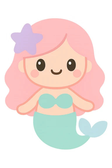 adorable mermaid emoji, kawaii style sticker