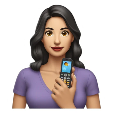 Morena con telefono motorola con numeros en la mano sticker