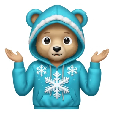 Glitter bear with cyan snowflake black sweatshirt sticker