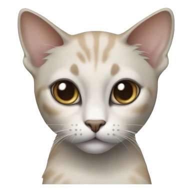 Thai breed realistic adult cat with a light cream-brown body, full dark gray face, ears, and paws. Short fur, sharp ears, striking light blue eyes  sticker