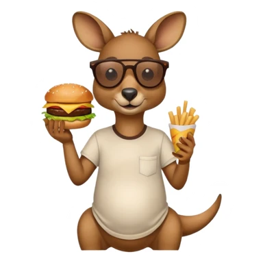kangroo with hamburger wearing tshirt and sunglasses sticker