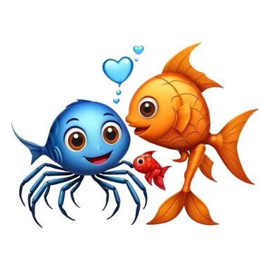 A spider and a fish in love  sticker