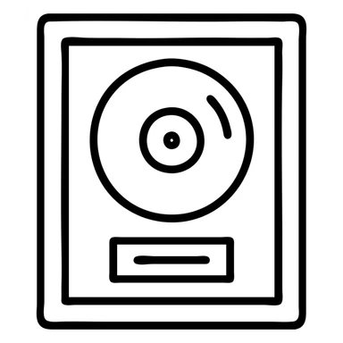 outlined icon of a platinum record award in a frame, minimal detail sticker