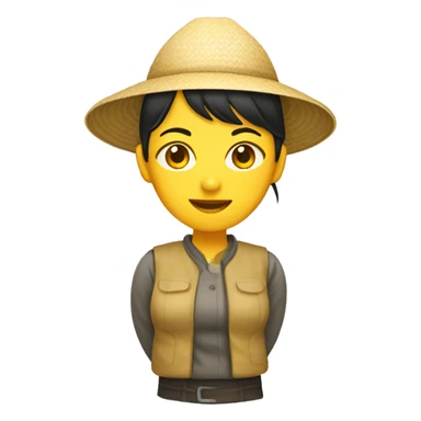 yellow asian female rice farmer sticker