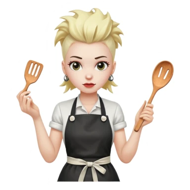 Punk girl wearing an apron cooking ￼ sticker
