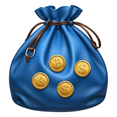 blue coins inside brown money bag sticker