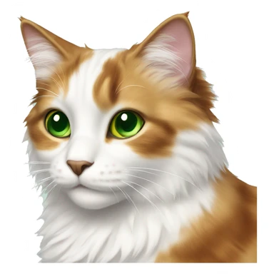  fluffy white calico cat with green eyes sticker