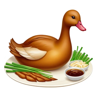 Peking duck, crispy golden skin, Chinese cuisine, emoji style sticker