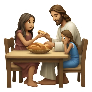 Jesus eating bread with a girl sticker