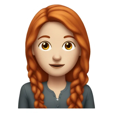 white woman with freckles with long red hair in a middle part sticker
