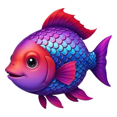 color gradient between red and purple glitter cute happy fish sticker