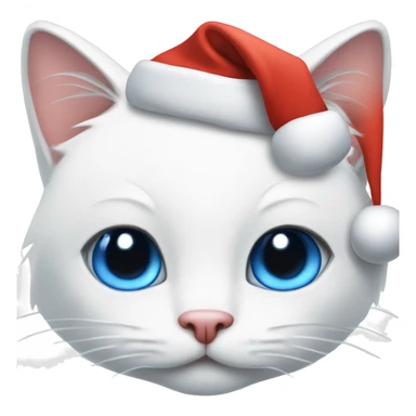 White cat blue eyes with santa hat sticker