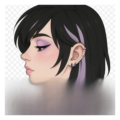 emo girl profile, pastel makeup, no background sticker