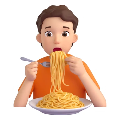 a boy eating spaghetti sticker