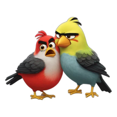 Angry bird being hugged by another bird sticker