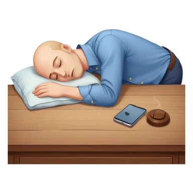 man sleeping on a desk sticker