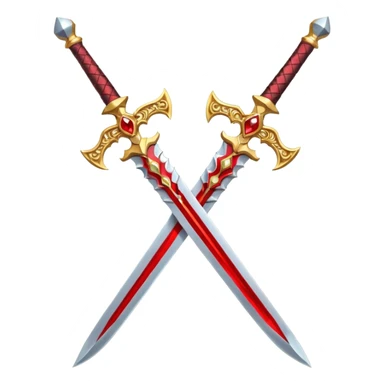 Two Golden royal swords with red gems sticker