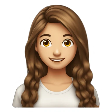 Spaniard Teenager girl long Brown hair funny face smiling taking selfie sticker