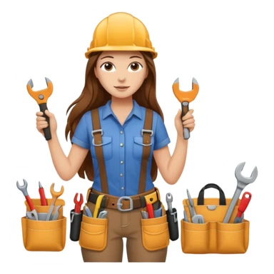 beautiful girl with long brown hair constructing new bedroom sticker