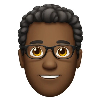 A man with Brazilian characteristics with cut hair, glasses and dark skin sticker