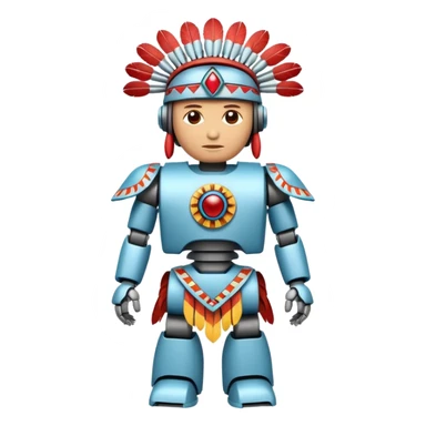 Full Robotic figure wearing native American regalia sticker