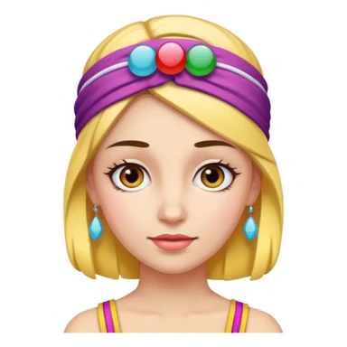 a woman with a colorful headband sticker