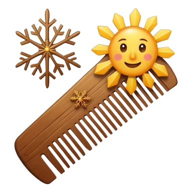 comb with a small sun and snowflake nearby sticker