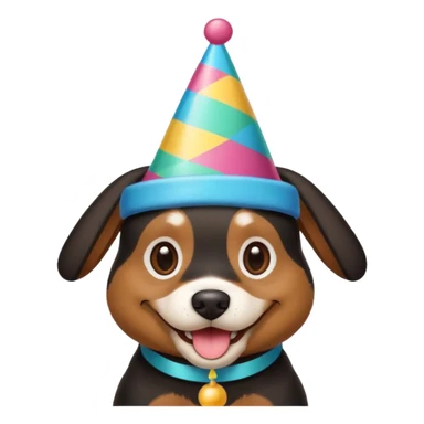 black and brown dog at a birthday party sticker