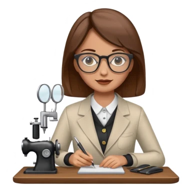 tailor woman with brown hair and glasses sticker