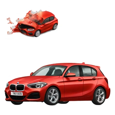 A bmw 1 series crashing into a red corsa sticker