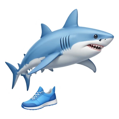 Shark with two legs with two blue trainers sticker