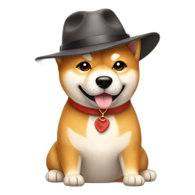 Shiba Inu with a fedora sticker