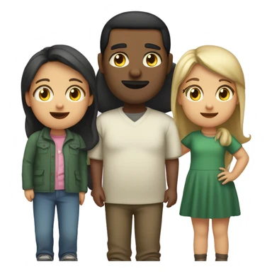 a family, 1_fat_white_man, 1_black_fat_woman, with 1_black_fat_5years_old_girl,  sticker