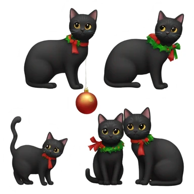 Tabby cat and black cat Christmas sticker