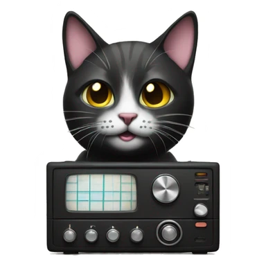 a blakck cat on the radio sticker