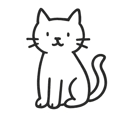minimal black and white hand drawn cat sticker