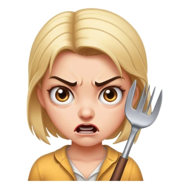 Angry girl with pitch fork sticker