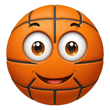 A basketball with a cute smiling face and big eyes sticker