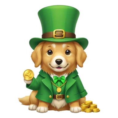 Golden retriever dressed as leprechaun sticker