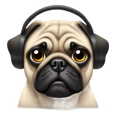 Pug with earmuffs sticker