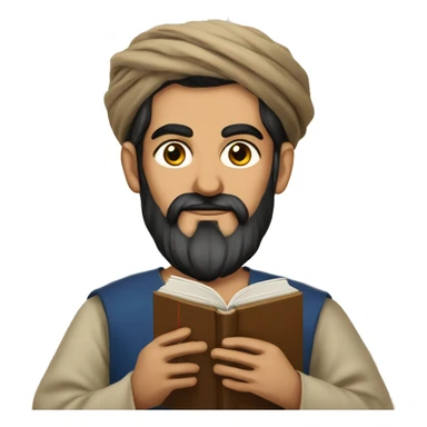 Nizami Ganjavi persian medieval author with a book in hands and black beard sticker