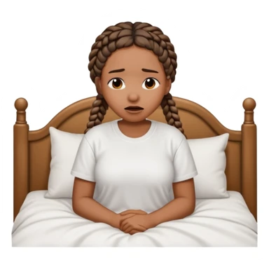 Black woman with braids in a big king size bed by herself crying sticker
