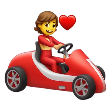 Red heart riding race car sticker